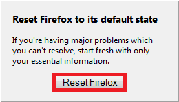 Reset Firefox